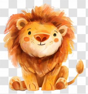 Cute Lion Illustration - Cute Lion Illustration With A Gentle Expression Transparent PNG