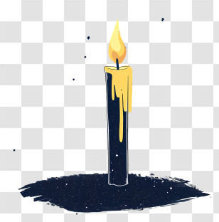 Candlelight - Black Candle With Yellow Flame Illustration Transparent PNG