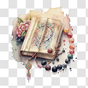 Watercolor Quran
 - Ornate Decorative Book Art Transparent PNG