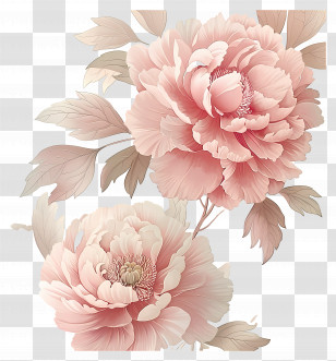 Pink Peony - Pink Peony Flowers Illustration Transparent PNG