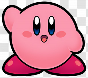 Kirby - Pink Round Character With A Smile Transparent PNG
