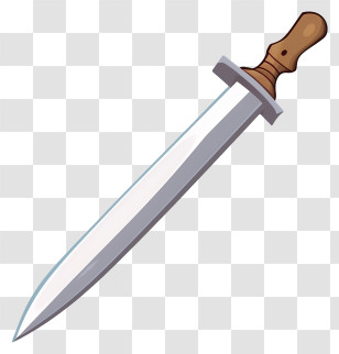 Dagger - Silver Sword With Wooden Handle Design Transparent PNG