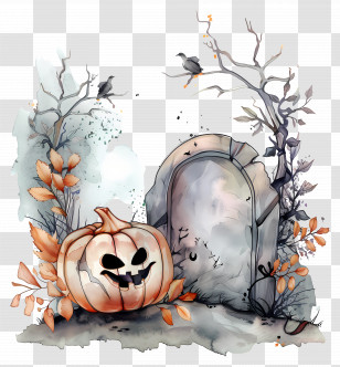 Halloween Headstone - Halloween Tombstone With Pumpkin Transparent PNG