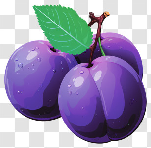 Sketch Style Plum - Cluster Of Purple Plums With Green Leaves Transparent PNG