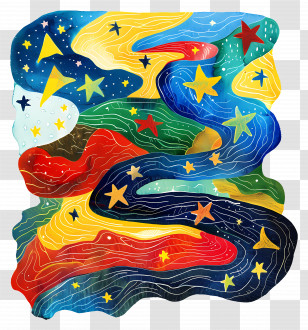 Abstract Background - Colorful Stars And River Abstract Art Transparent PNG