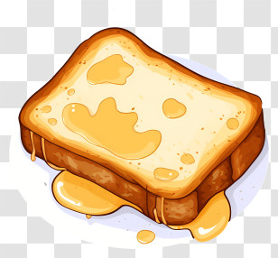 Toast With Butter - Toasted Bread Slice With Honey Drizzle Transparent PNG