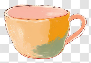 Cup - Hand-Painted Ceramic Mug In Pastel Shades Transparent PNG