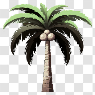 Sketch Style Coconut Tree - Cartoon Tropical Palm Tree Illustration Transparent PNG