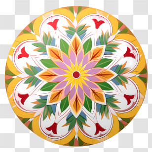 Onam
 - Bright And Colorful Floral Rangoli Design For Festive Celebrations Transparent PNG