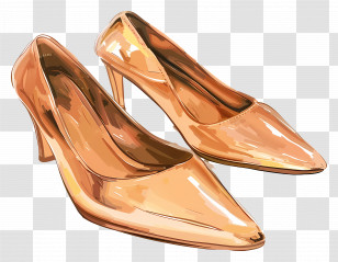Mules - Golden High Heels For Fashion Illustration Transparent PNG