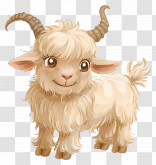 Cute Goat - Adorable Fluffy Cartoon Goat Transparent PNG