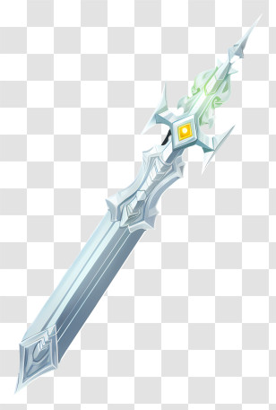 Hand Drawn Diamond Sword - Intricate Silver Fantasy Sword Design Transparent PNG