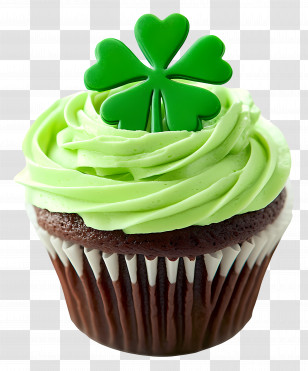 St Patricks Day Cupcake - Green Cupcake With Shamrock Transparent PNG