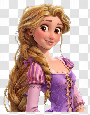 Rapunzel Princess - Princess Cartoon Character In Purple Dress Transparent PNG