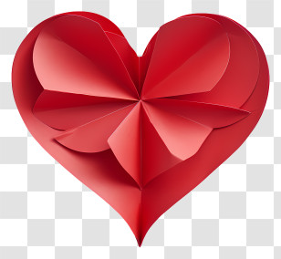 Red Paper Heart - Red Origami Heart Transparent PNG