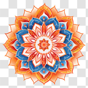 Ashoka Chakra - Colorful Floral Mandala Design Transparent PNG