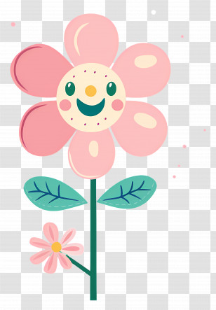 Flower Emoji - Smiling Pink Flower Transparent PNG