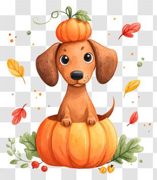 Dog Sitting Inside Pumpkin - Puppy In Pumpkin Transparent PNG