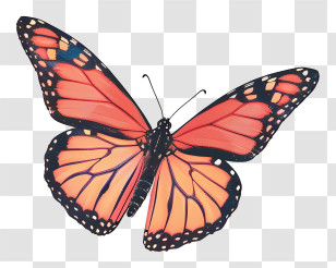 Monarch Butterfly - Orange And Black Butterfly Illustration Transparent PNG
