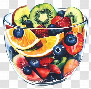 Fruit Salad - Refreshing Fruit Salad In Glass Bowl Transparent PNG