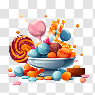 National Candy Day - Bowl Of Colorful Sweets And Candies Transparent PNG