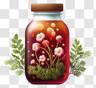 Kombucha - Decorative Jar With Flowers And Herbs Transparent PNG