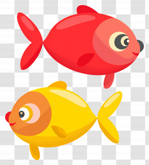 Cartoon Fish - Cartoon Red And Yellow Fishes Illustration Transparent PNG
