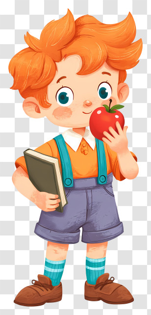 Cheerful Schoolboy - School Boy With Apple Transparent PNG