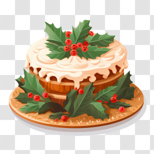 Christmas Cake - Holly Christmas Cake For Festive Celebrations Transparent PNG