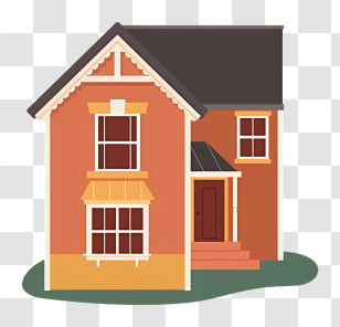 House - Orange Brick House In Cartoon Style Transparent PNG