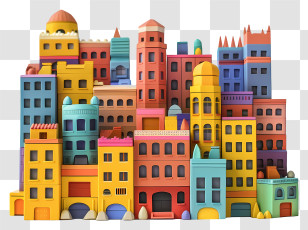 Building Blocks - Colorful Illustration Of Urban Buildings Transparent PNG
