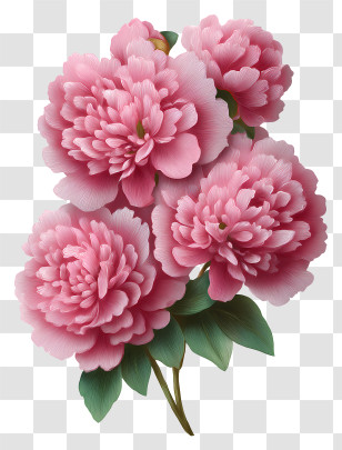 Pink Peony Flower Cluster - Pink Peonies Bouquet Transparent PNG