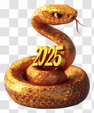 Year Snake - Golden Snake With 2025 Transparent PNG