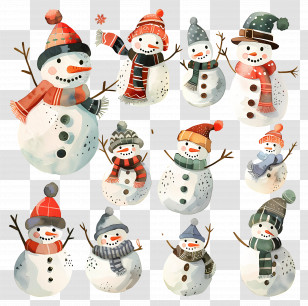 Snowman - Playful Watercolor Snowmen Collection For Holiday Season Transparent PNG