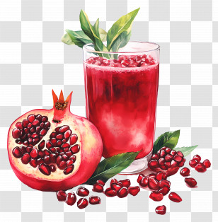 Pomegranate Watercolor - Pomegranate Fruit And Juice Illustration Transparent PNG