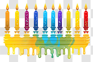 Hanukkah Candle Stand - Colorful Candles On Menorah For Hanukkah Transparent PNG