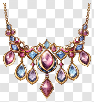 Antique Necklace - Elegant Ornate Gemstone Necklace Illustration Transparent PNG