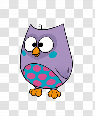 Bibu - Purple Cartoon Owl In Playful Style Transparent PNG