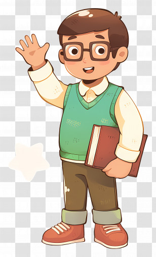 Male Teacher - Cartoon Boy Holding A Book Transparent PNG