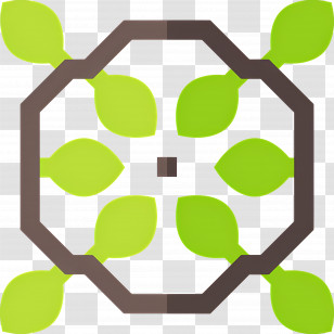 Flower Circle - Green Leaves In Geometric Pattern Transparent PNG
