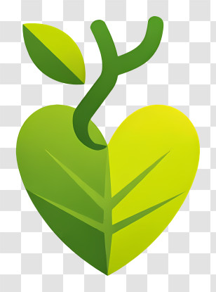 Health Logo - Eco-Friendly Green Leaf Heart Transparent PNG