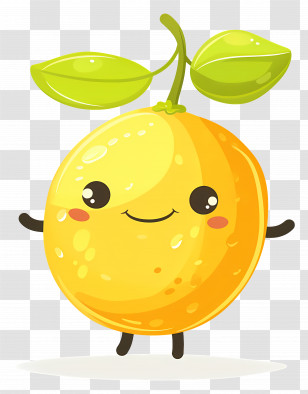 Lemon Kawaii - Adorable Lemon Cartoon With Happy Face Transparent PNG