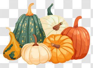 Pumpkins - Assorted Pumpkins And Gourds Transparent PNG