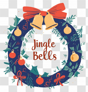 Jingle Bells - Festive Christmas Wreath With Bells Transparent PNG