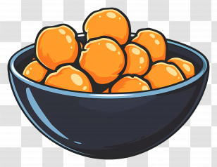 Indian Sweets - Black Bowl Filled With Orange Balls Transparent PNG