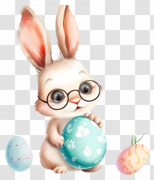 Selfie Animal - Easter Bunny With Eggs Transparent PNG