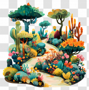 Garden Path - Colorful Forest Path Illustration Transparent PNG