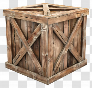 Cargo Wooden Box - Rustic Wooden Crate Design Transparent PNG