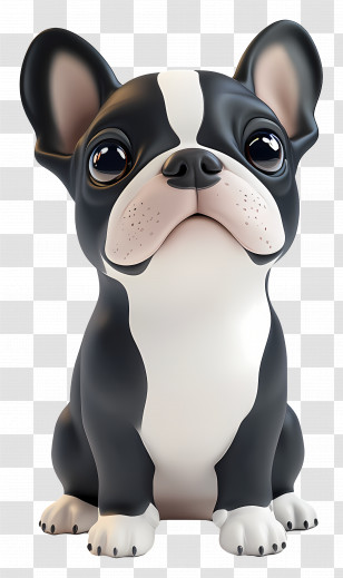 3d French Bulldog - Cute Cartoon Dog With Black And White Fur Transparent PNG