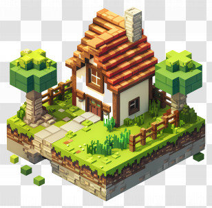 Minecraft Pixel - Adorable Voxel House With Garden Transparent PNG